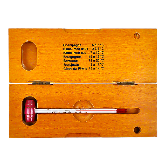 Glass wine thermometer